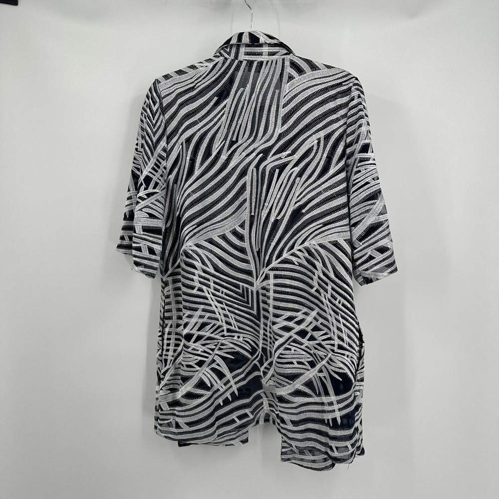 Chicos Travelers Womens Metallic Embroidered Open Front Jacket Size 2 US L Bold - Picture 2 of 8